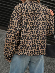 Leopard Print Casual Button Up Jacket OutfitFlow