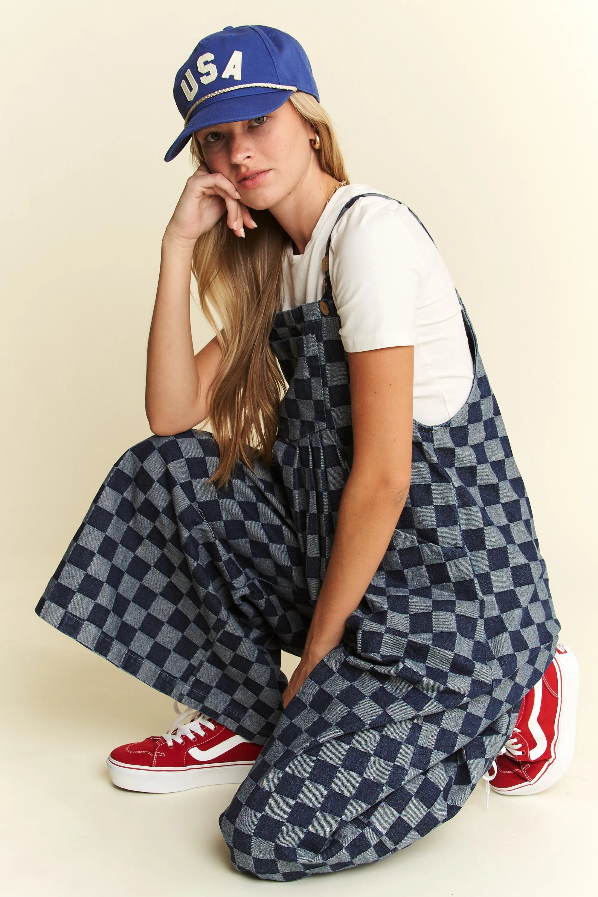 Jade By Jane Denim Checkered Jumpsuit OutfitFlow