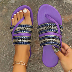 Toe Post Flats Sandals Purple OutfitFlow