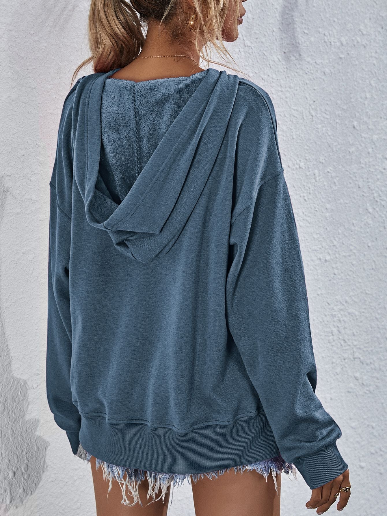 Outfit Flow - Dropped Shoulder Slit Hoodie