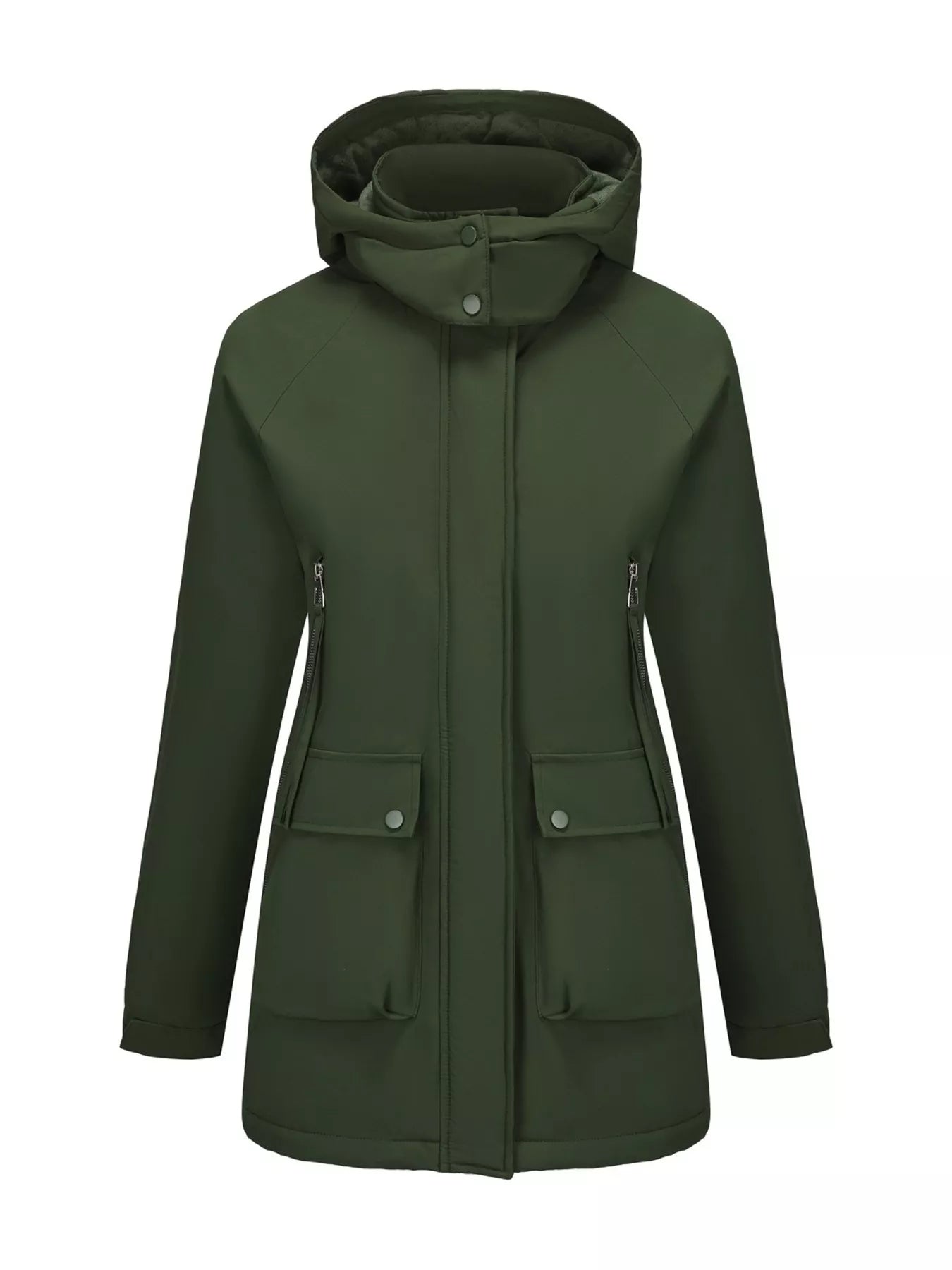 Full Size Zip Up Hooded Parka Outerwear Plus Size OutfitFlow