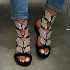 Open Toe Platform Sandals Black OutfitFlow