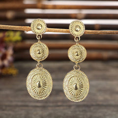 Vintage Alloy Dangle Earrings Gold One Size OutfitFlow