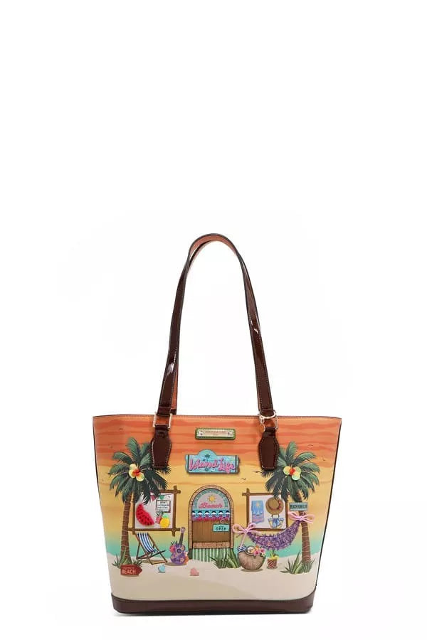 Nicole Lee USA Tropical Beach House Print Shopper Bag SUN AND SAND OS OutfitFlow