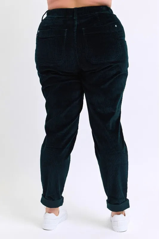 Judy Blue Full Size High Waist Corduroy Cuffed Jogger Plus Size OutfitFlow