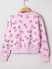 Floral Drop Shoulder Cropped Sweater OutfitFlow