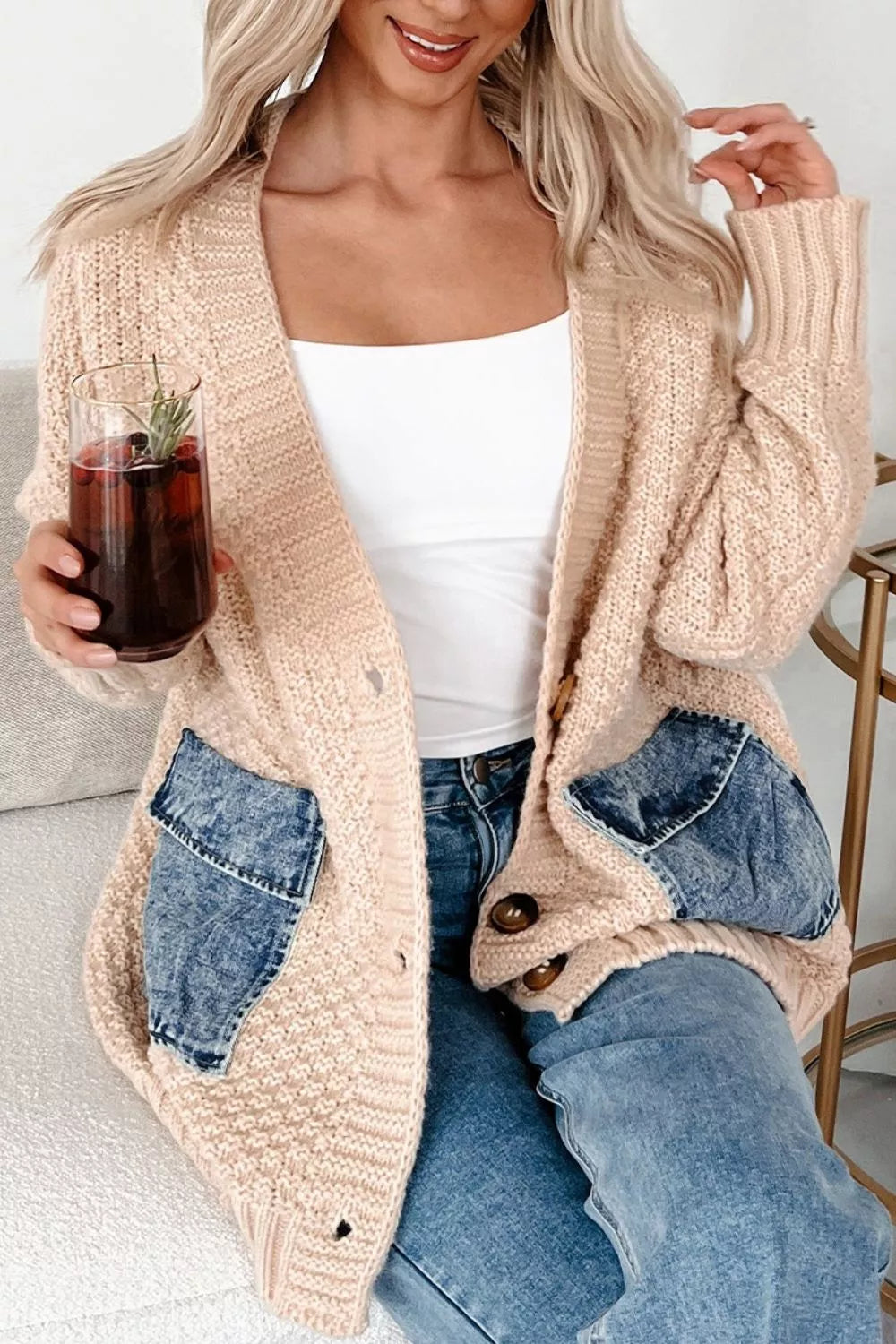 Textured Knit Open-Front Cardigan OutfitFlow
