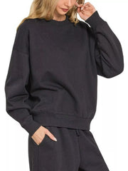 Zenana Fleece Long Sleeve Top and Sweatpants Set Trendsi
