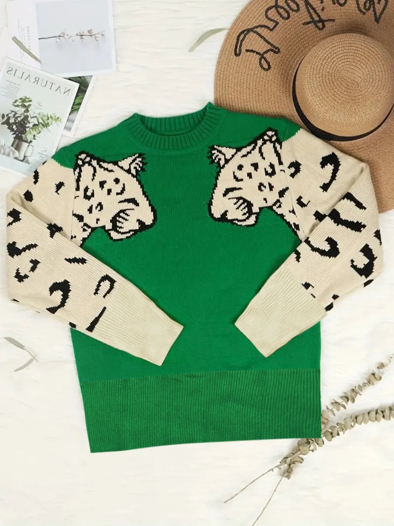 Leopard Round Neck Sweater OutfitFlow