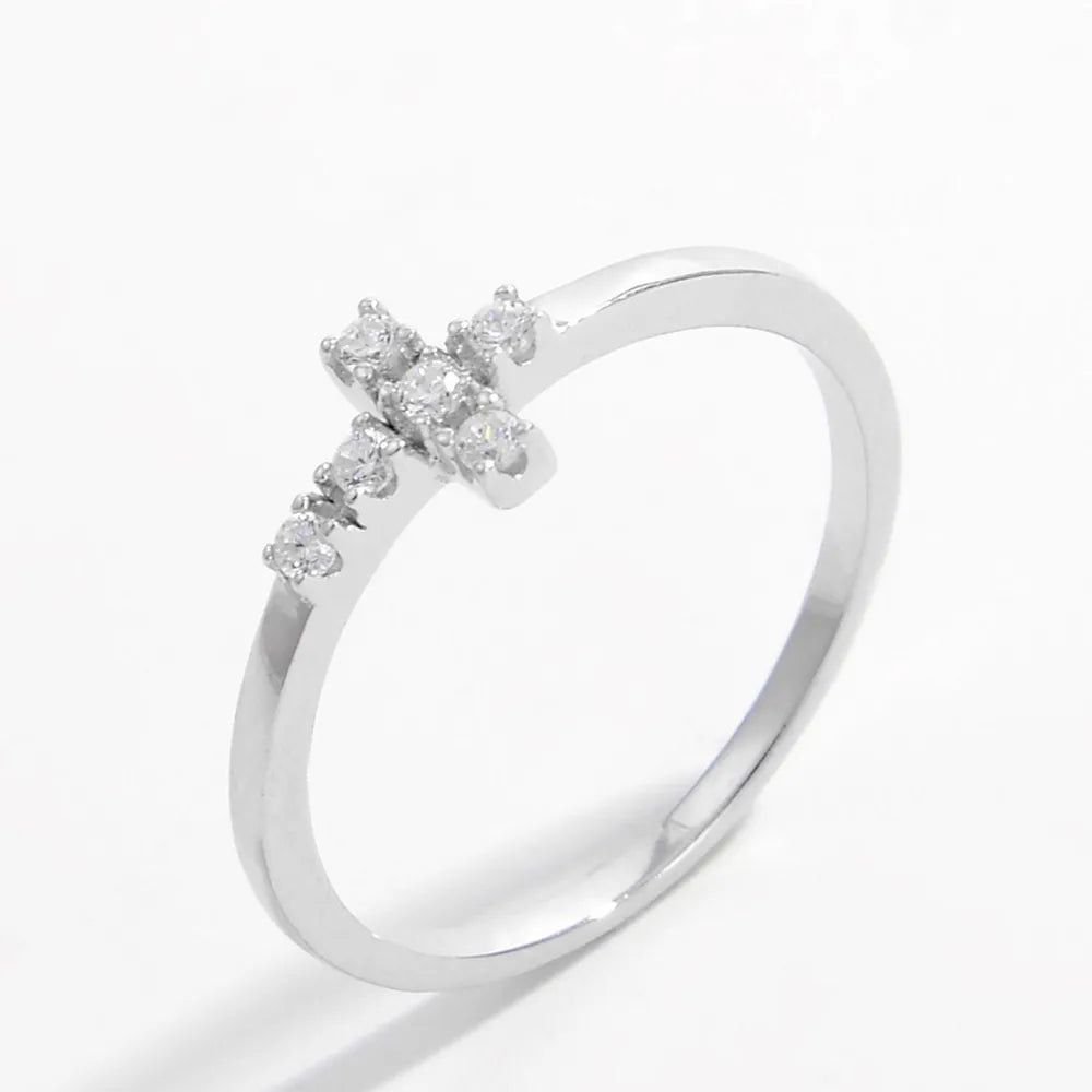 925 Sterling Silver Zircon Cross Ring OutfitFlow