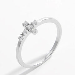 925 Sterling Silver Zircon Cross Ring OutfitFlow