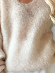 V-Neck Dropped Shoulder Sweater OutfitFlow