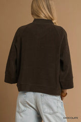 Umgee Textured Knit V-Neck Top Trendsi