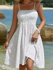 Full Size Smocked Square Neck Cami Dress Plus Size White OutfitFlow