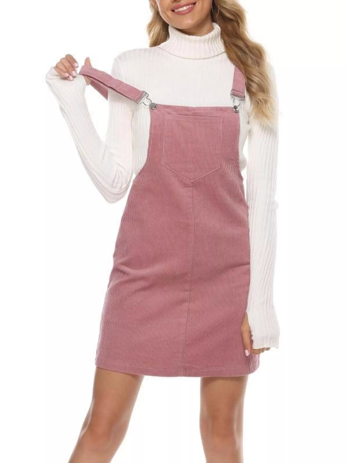 Corduroy Wide Strap Overall Dress OutfitFlow
