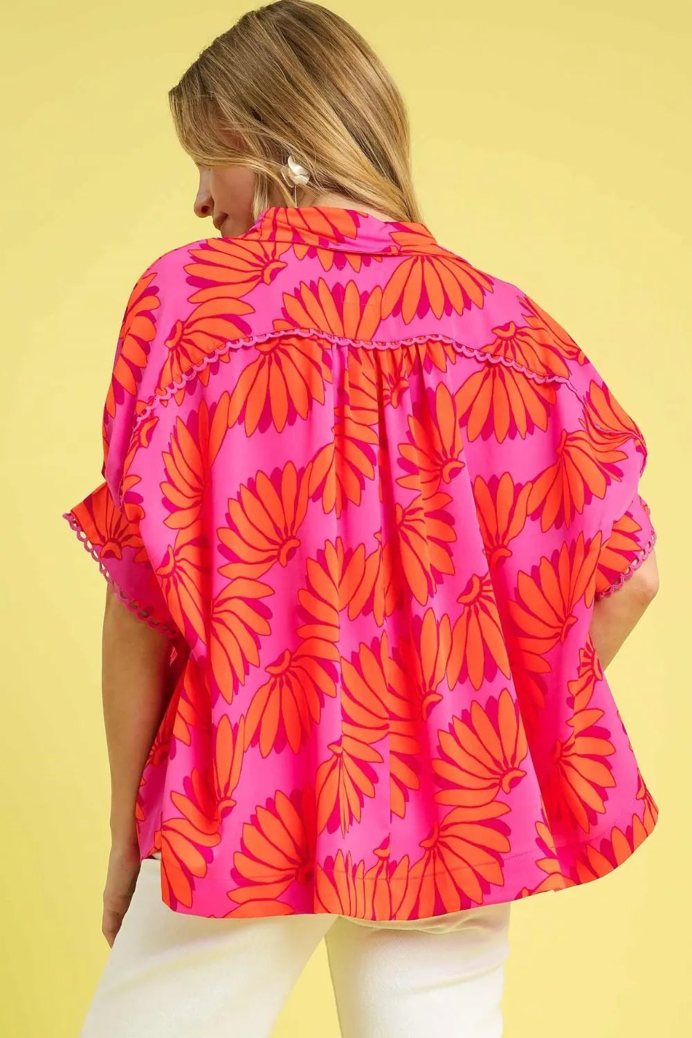 Umgee Printed Button-Up Relaxed Shirt OutfitFlow