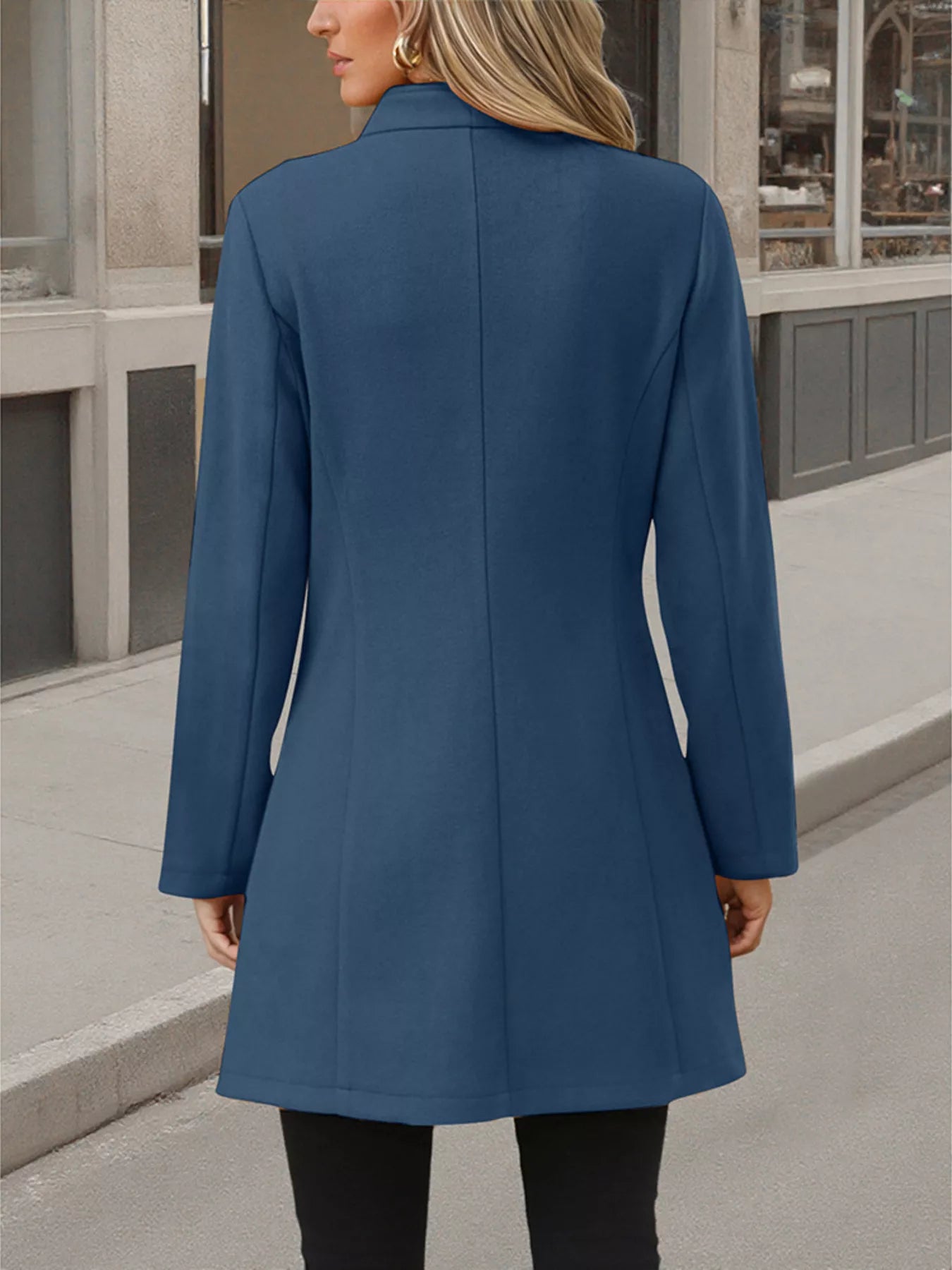 Button Up Long Sleeve Coat Trendsi