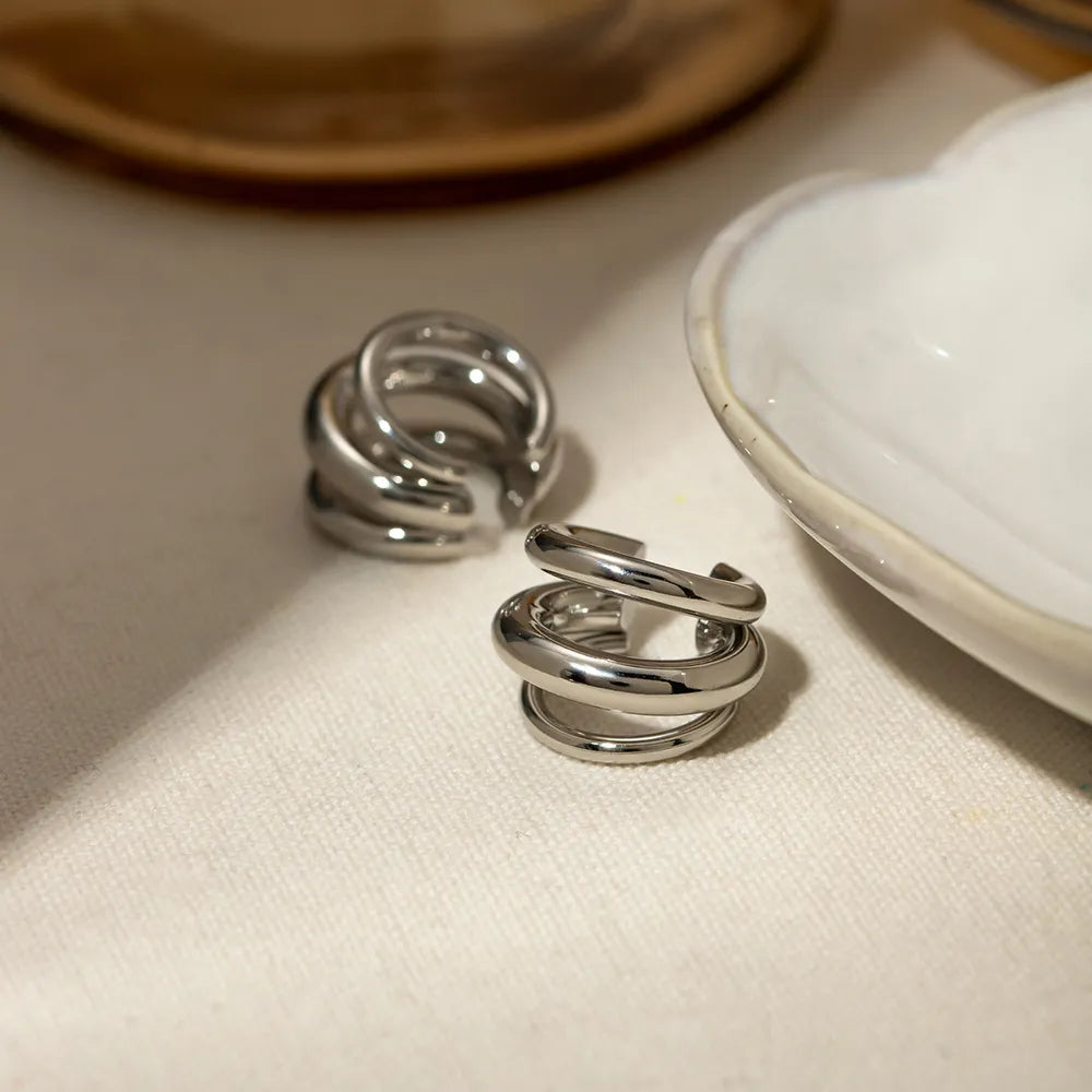 Stainless Steel Layered Cuff Earrings OutfitFlow