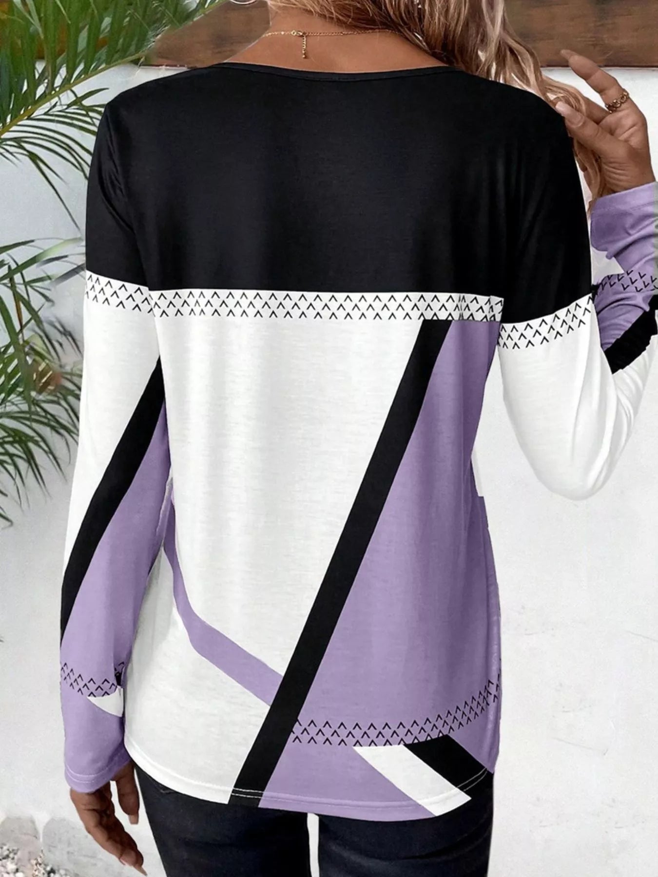 Color Block Long Sleeve T-Shirt OutfitFlow