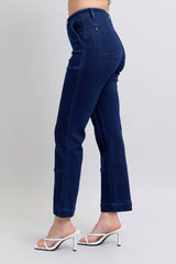 Judy Blue Full Size Hw Work Wear Knee Patch Straight Jeans Plus Size OutfitFlow