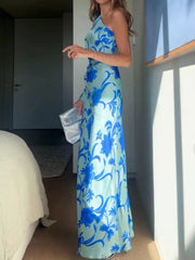 Floral Print One-Shoulder Maxi Dress OutfitFlow