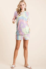 BiBi Tie Dye French Terry Hoodie Top and Bottom Set OutfitFlow