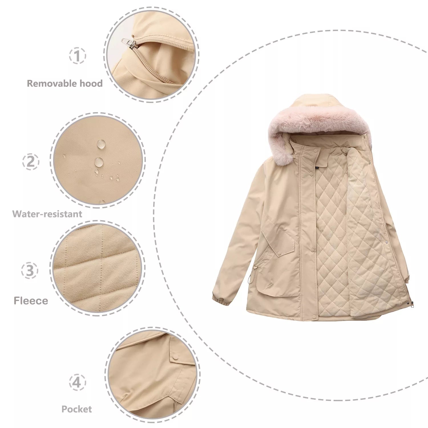 Full Size Fur Hooded Warm Winter Parka Outerwear Plus Size OutfitFlow