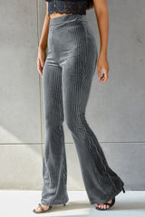 Outfit Flow - Ribbed High Waist Flare Pants