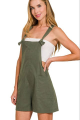 Zenana Woven Knot Strap Rompers OutfitFlow