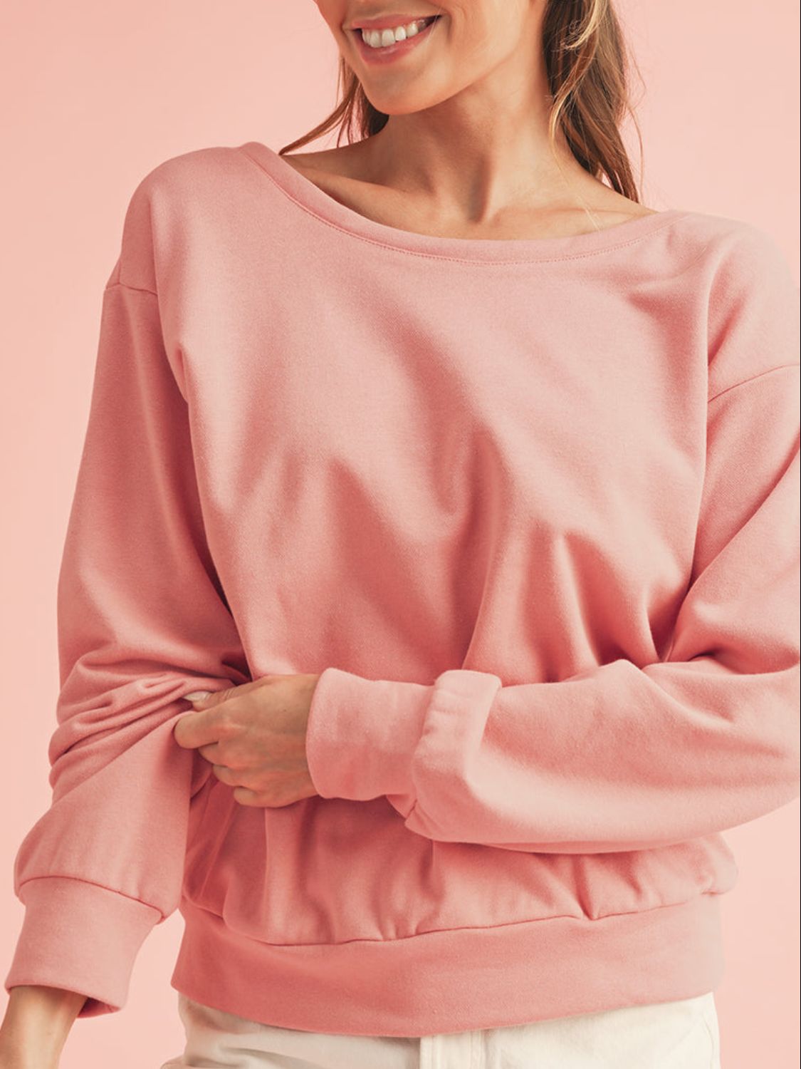 Outfit Flow - Bow Cutout Round Neck Long Sleeve Sweatshirt