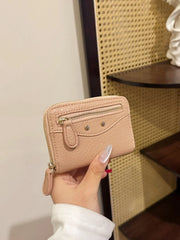 PU Leather Solid Color Card Case Pale Blush One Size OutfitFlow