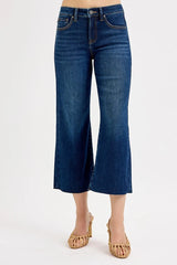 RISEN Full Size Tummy Control High Rise Crop Wide Jeans Plus Size OutfitFlow