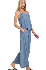 Zenana Woven Cami & Pants Set OutfitFlow