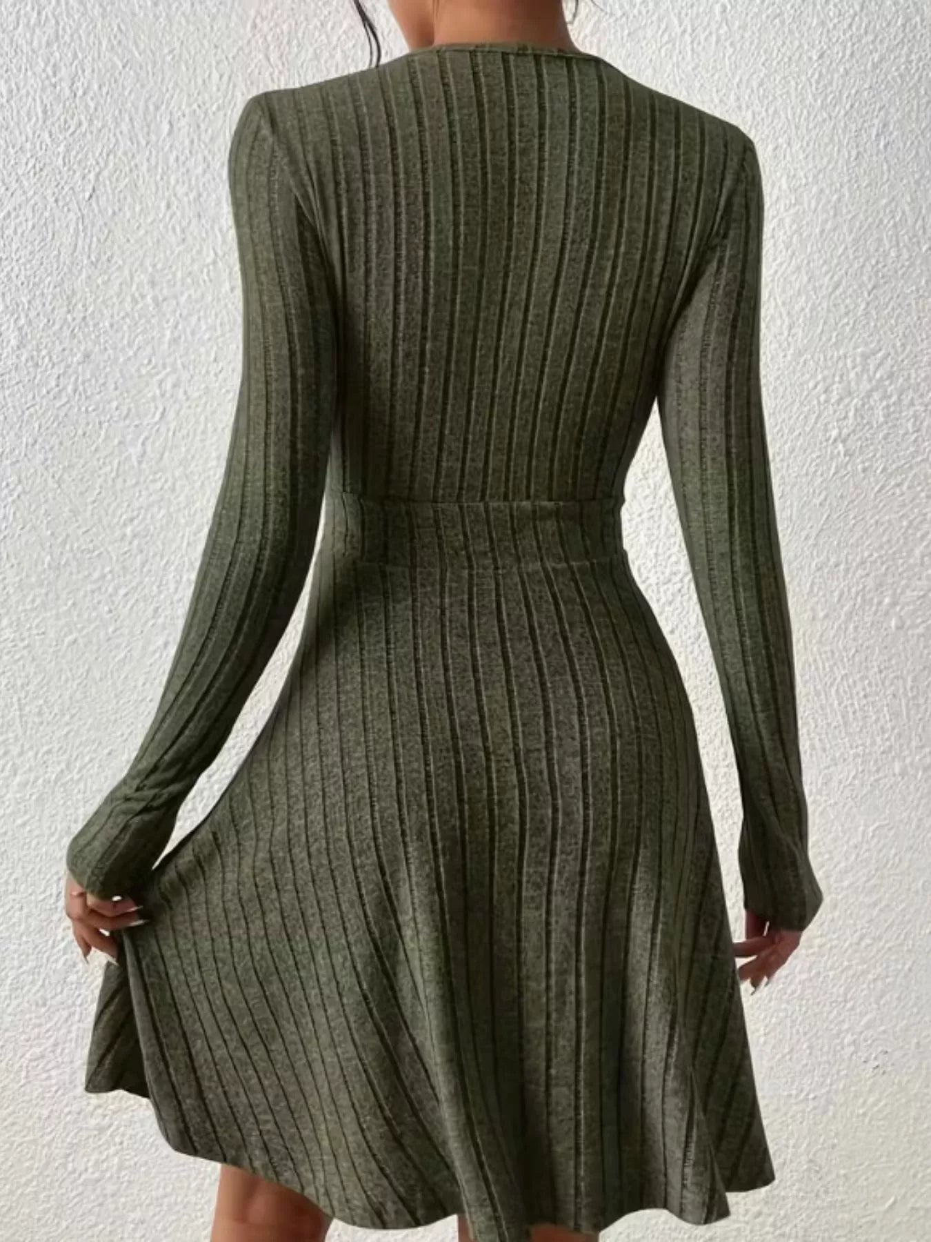 Ribbed Knit Wrap Mini Dress OutfitFlow