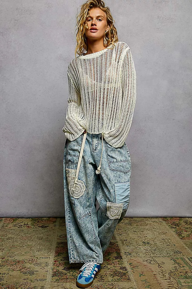 POL Openwork Round Neck Knit Cover Up OutfitFlow