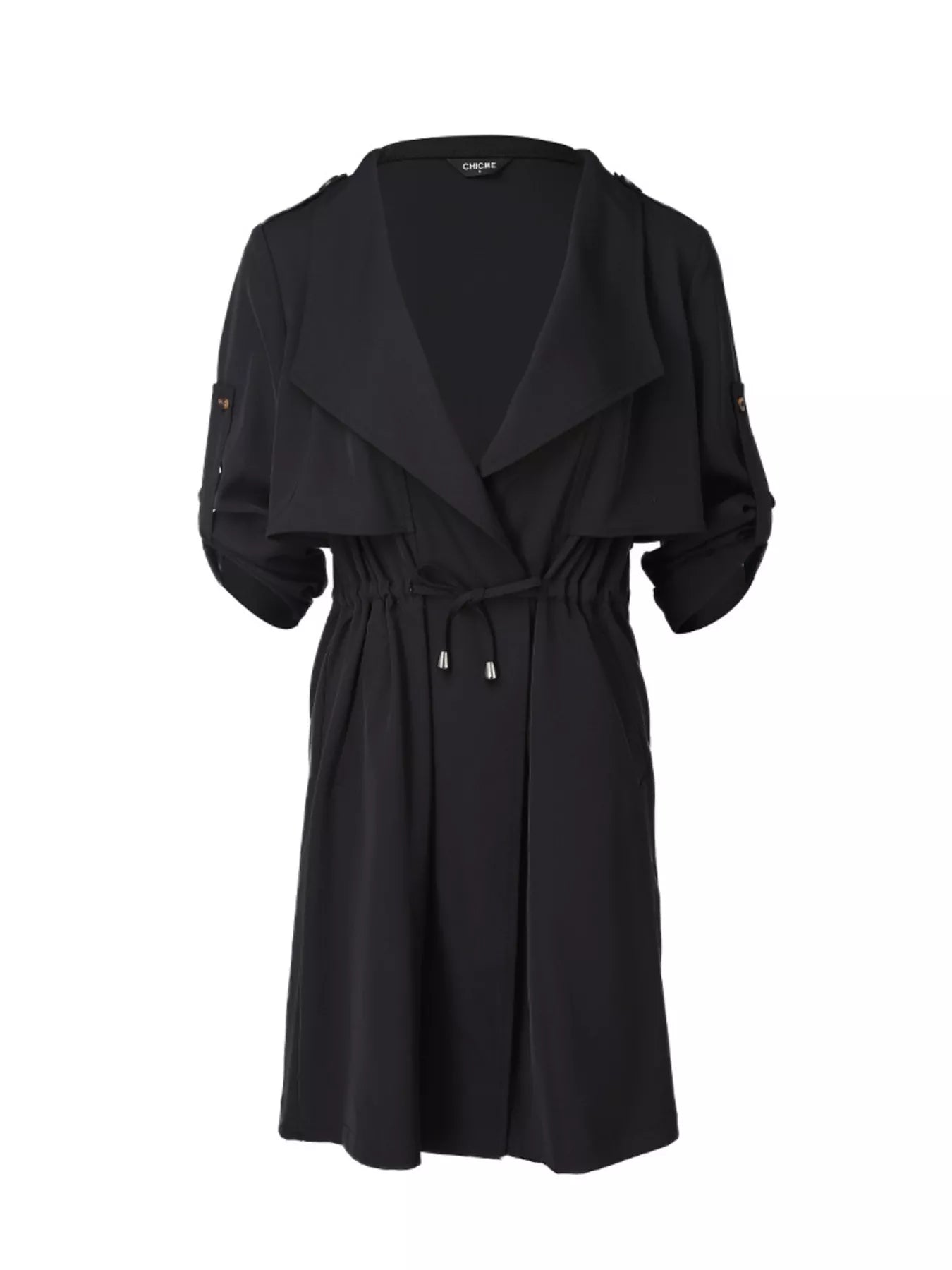 Drape Collar Lightweight Trench Coat OutfitFlow