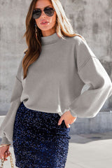 Outfit Flow - Mock Neck Dropped Shoulder Sweater