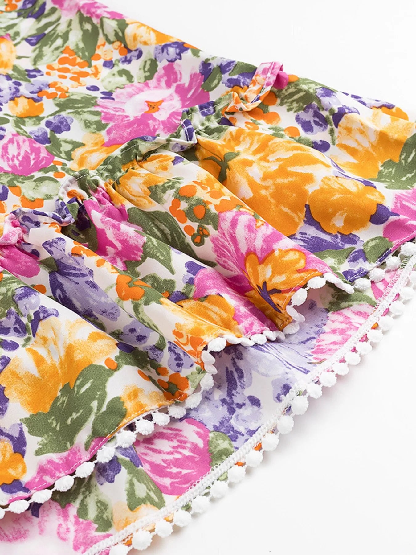 Floral Print Ruffled Hem Dress OutfitFlow
