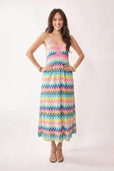 Davi & Dani Multi Color Crochet Lace Midi Dress OutfitFlow