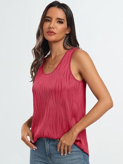 Round Neck Wide Strap Tank OutfitFlow