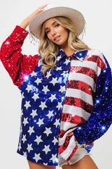 BiBi Velvet Sequin American Flag Shirt OutfitFlow