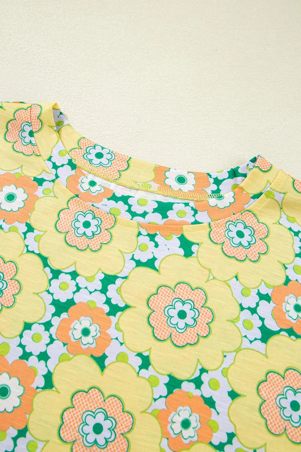 Floral Print Round Neck Oversized T-Shirt OutfitFlow