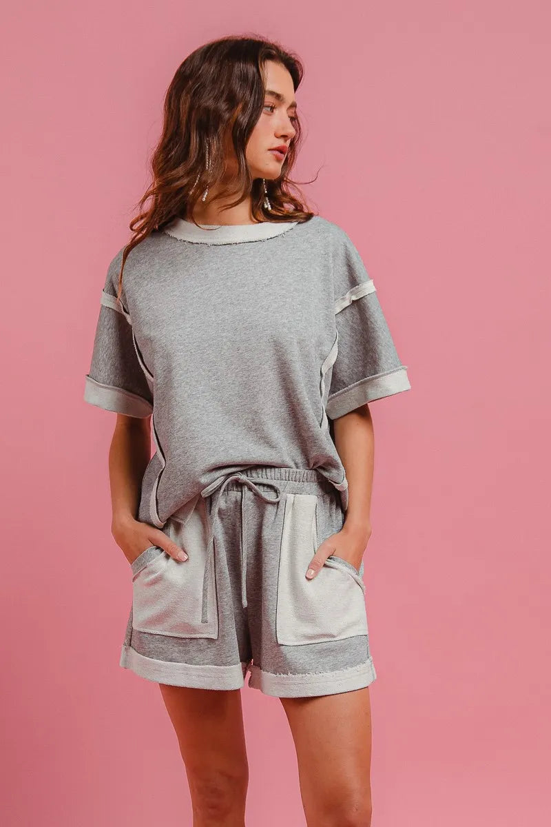 BiBi French Terry Knit Shorts with Side Pocket OutfitFlow