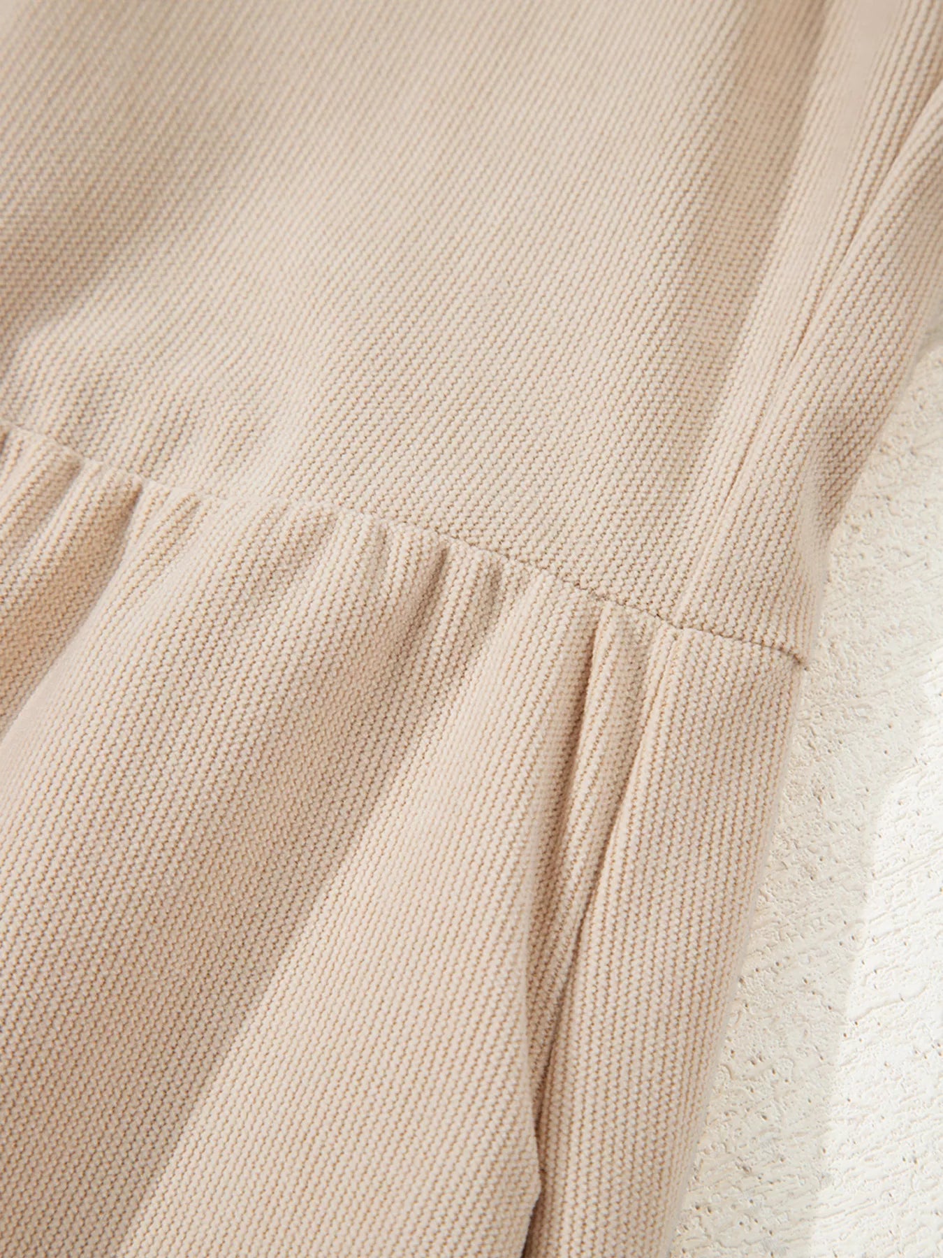 Corduroy Half Button Collared Long Sleeve Mini Dress OutfitFlow