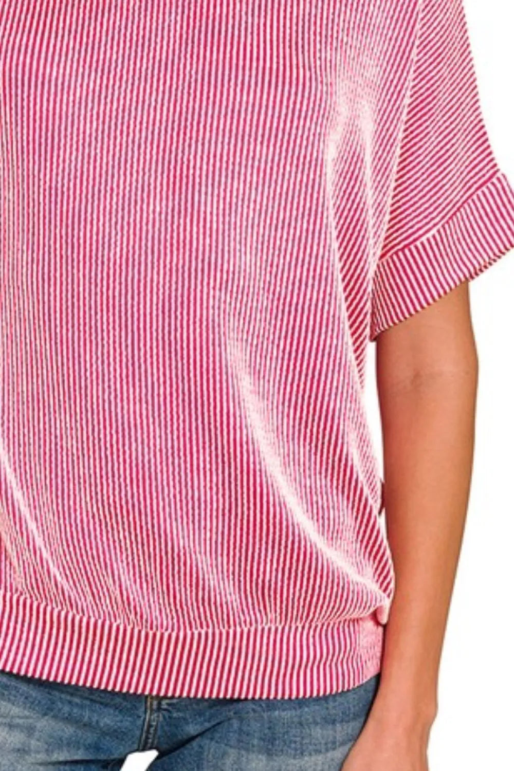 Zenana Corded Rib Short Sleeve T-Shirt OutfitFlow