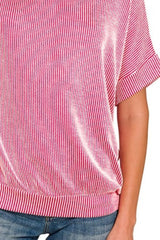Zenana Corded Rib Short Sleeve T-Shirt OutfitFlow