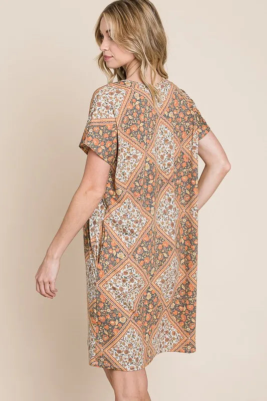 BOMBOM Multicolored Leaves Jacquard Dress OutfitFlow