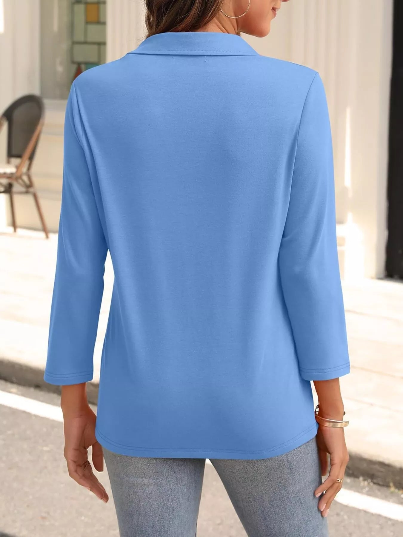 Johnny Collar Solid Color Top OutfitFlow