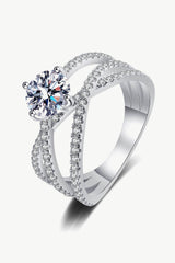 1 Carat Moissanite Crisscross Ring OutfitFlow