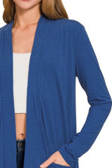 Zenana Slouchy Lightweight Open Front Pocket Cardigan OutfitFlow